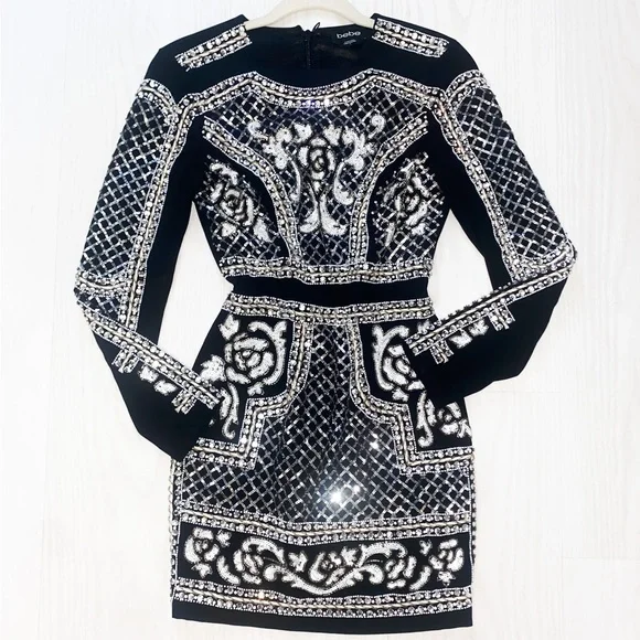 bebe | Dresses | Sequin Dress Black Elegant Used Once | Poshmark